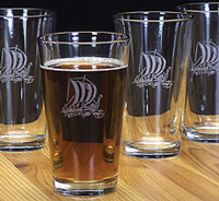 %Swedish-catname% Etched Viking Ship Ale Glasses
