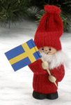 %Swedish-catname% Mini Tomte with Swedish Flag