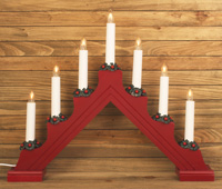 %Swedish-catname% Red Electric Candlestick Lamp, 7 candles