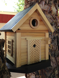 Swedish Birdhouse and Feeder - Natural Wood