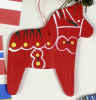 %Swedish-catname% Wooden Dala Horse Ornament - Red