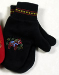 %Swedish-catname% Dala Horse Mittens -  medium adults