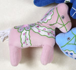 %Swedish-catname% Stuffed Dala Horse - linnea flower pink