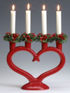 %Swedish-catname% Christmas Heart Candelabra, red
