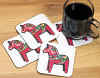 %Swedish-catname% Dala Horse Coasters