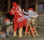 %Swedish-catname% Dala Horse Painters Notecard