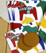 %Swedish-catname% Dala Horse Parade - coffee napkins, white