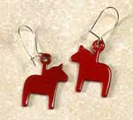 %Swedish-catname% Red Steel Dala Horse Earrings