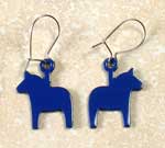 %Swedish-catname% Blue Steel Dala Horse Earrings