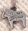 %Swedish-catname% Swedish Dala Horse Pewter Pendant