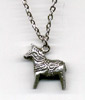 %Swedish-catname% Dala Horse Pewter Pendant