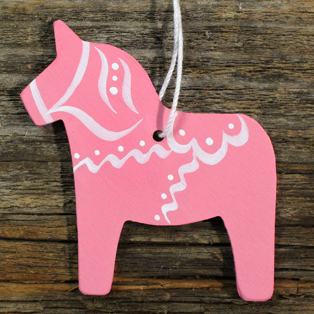 Ornament - Hemslöjd Pastel Dala Horse Variety, 4 pack