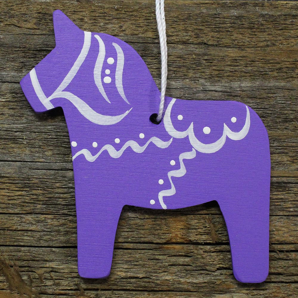 Ornament - Hemslöjd Pastel Dala Horse Variety, 4 pack