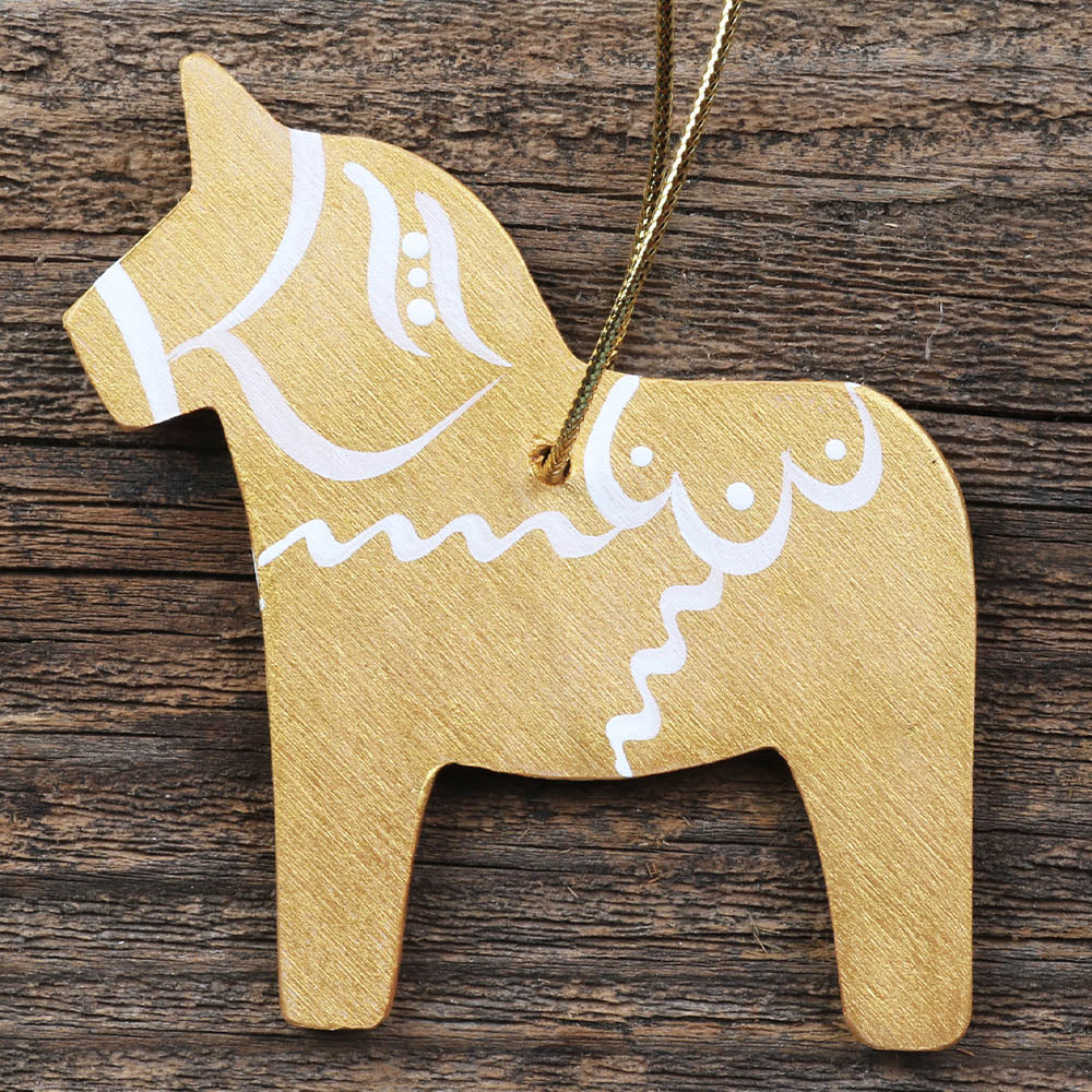 Ornament - Hemslöjd Christmas Dala Horse Variety, 4 pack