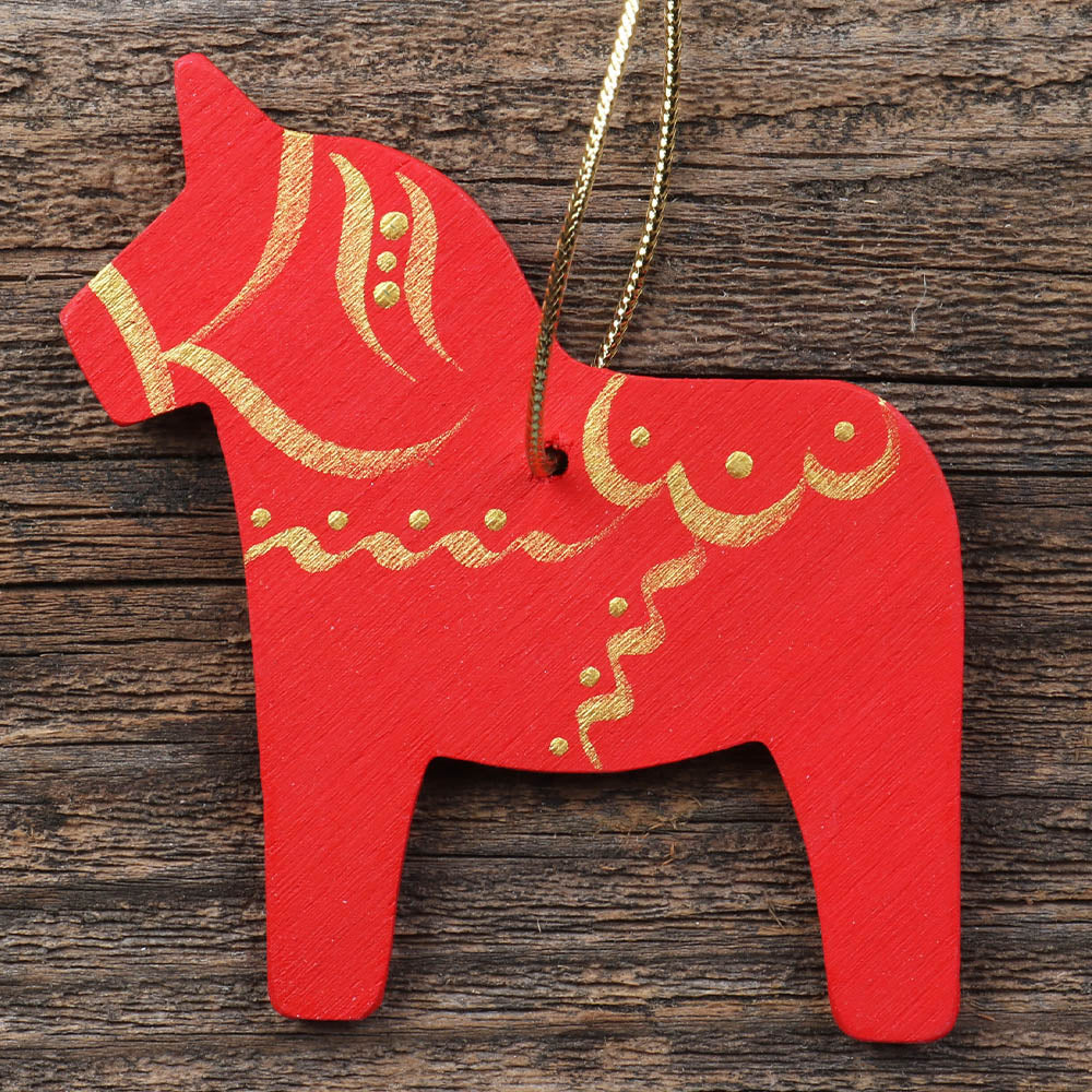 Ornament - Hemslöjd Christmas Dala Horse Variety, 4 pack