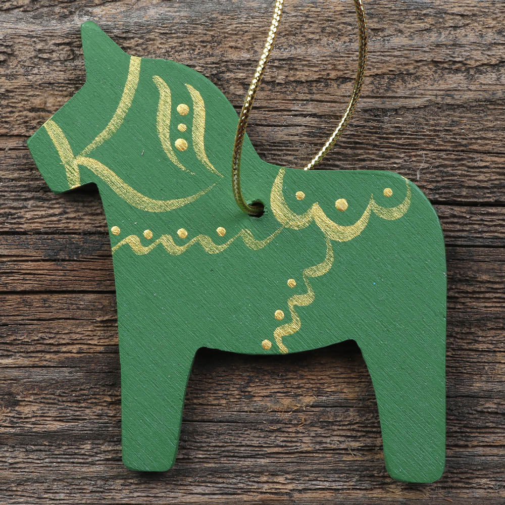 Ornament - Hemslöjd Christmas Dala Horse Variety, 4 pack