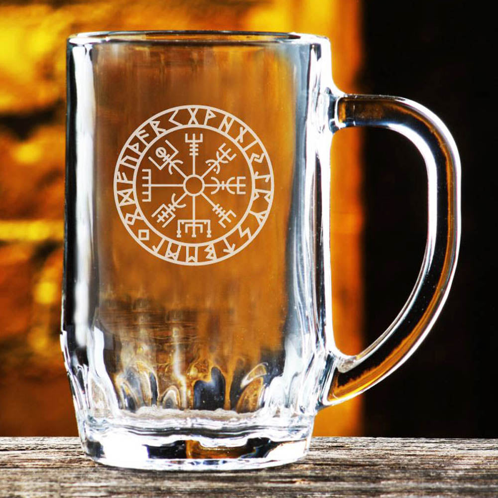Etched Viking Protection Shield Mug, Set of 4