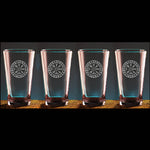 Etched Ale Glass - Viking Protection Shield - Set of 4