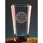 Etched Ale Glass - Viking Protection Shield - Set of 4