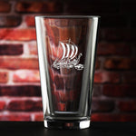 Etched Viking Ship Ale Glasses, Set of 4