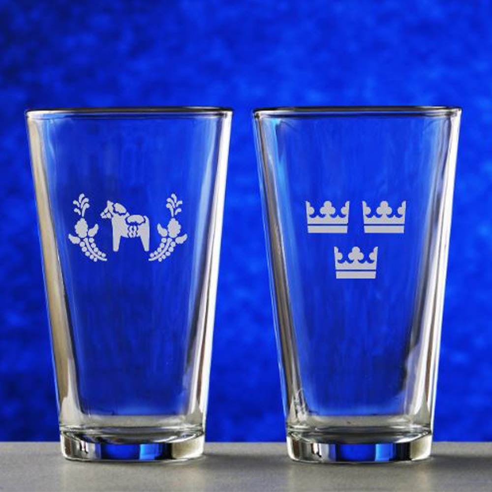 Etched Ale Glasses, Set of 4