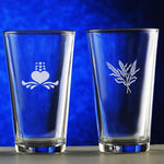 Etched Ale Glasses, Set of 4