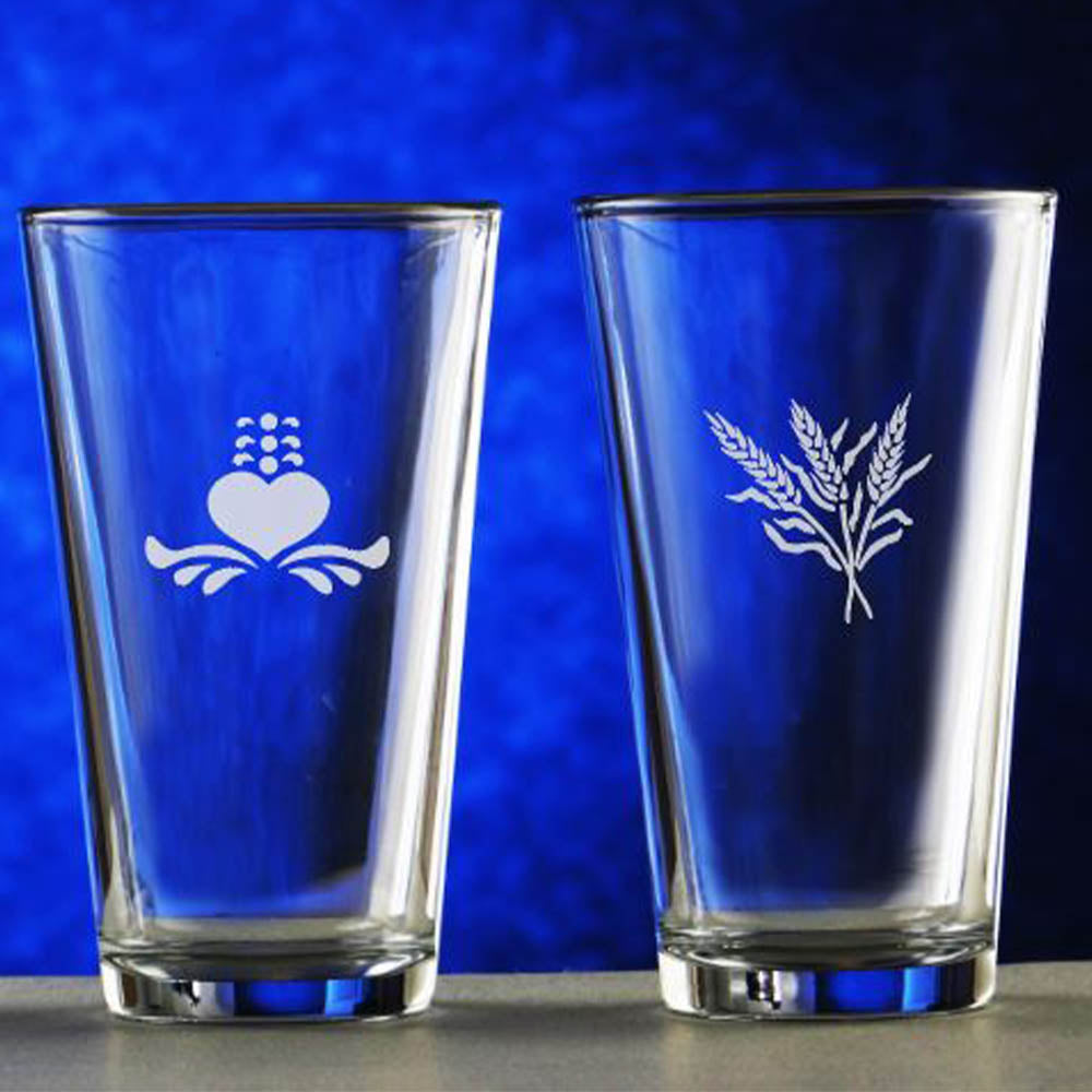 Etched Ale Glasses, Set of 4