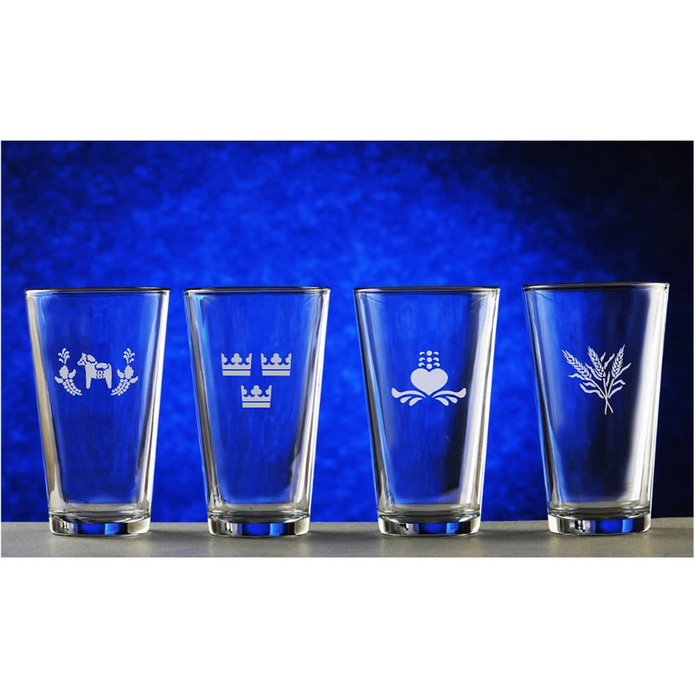 Etched Ale Glasses, Set of 4