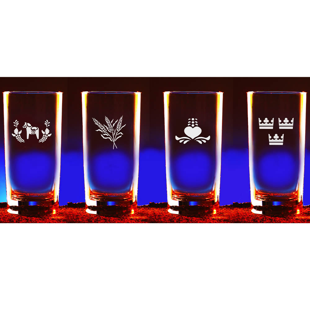 Etched Beverage Glasses (Set of 4, 12.5 oz)
