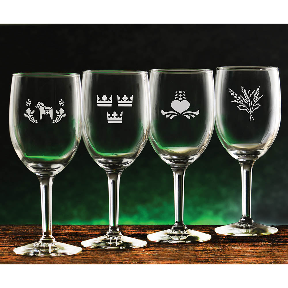 Etched 6.5 oz. Wine Glasses, Set of 4