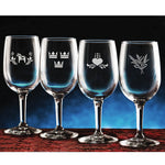 Etched 10 oz. Wine Glasses, Set of 4