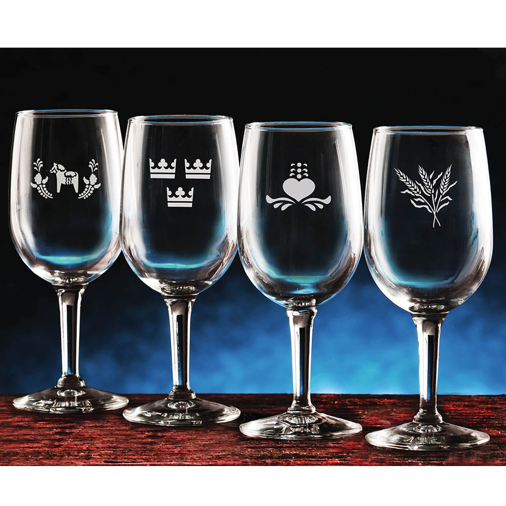 Etched 10 oz. Wine Glasses, Set of 4