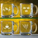Etched Classic Coffee Mugs, Set of 4