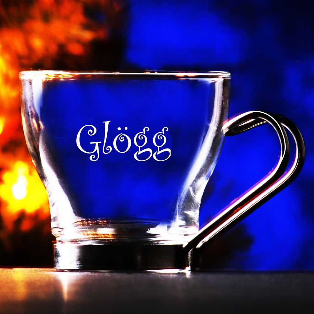 Etched Glögg/Glogg Cup, set of 4