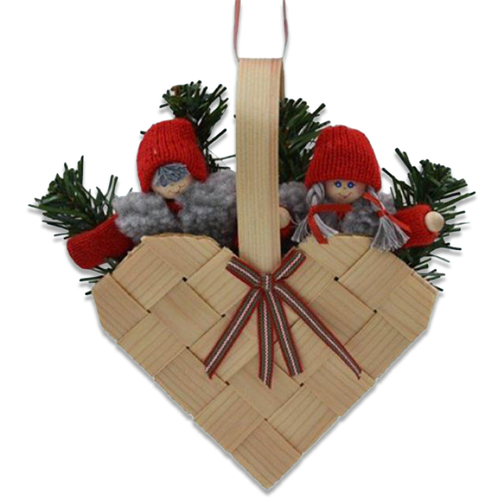 Tomte Couple in Woven Heart