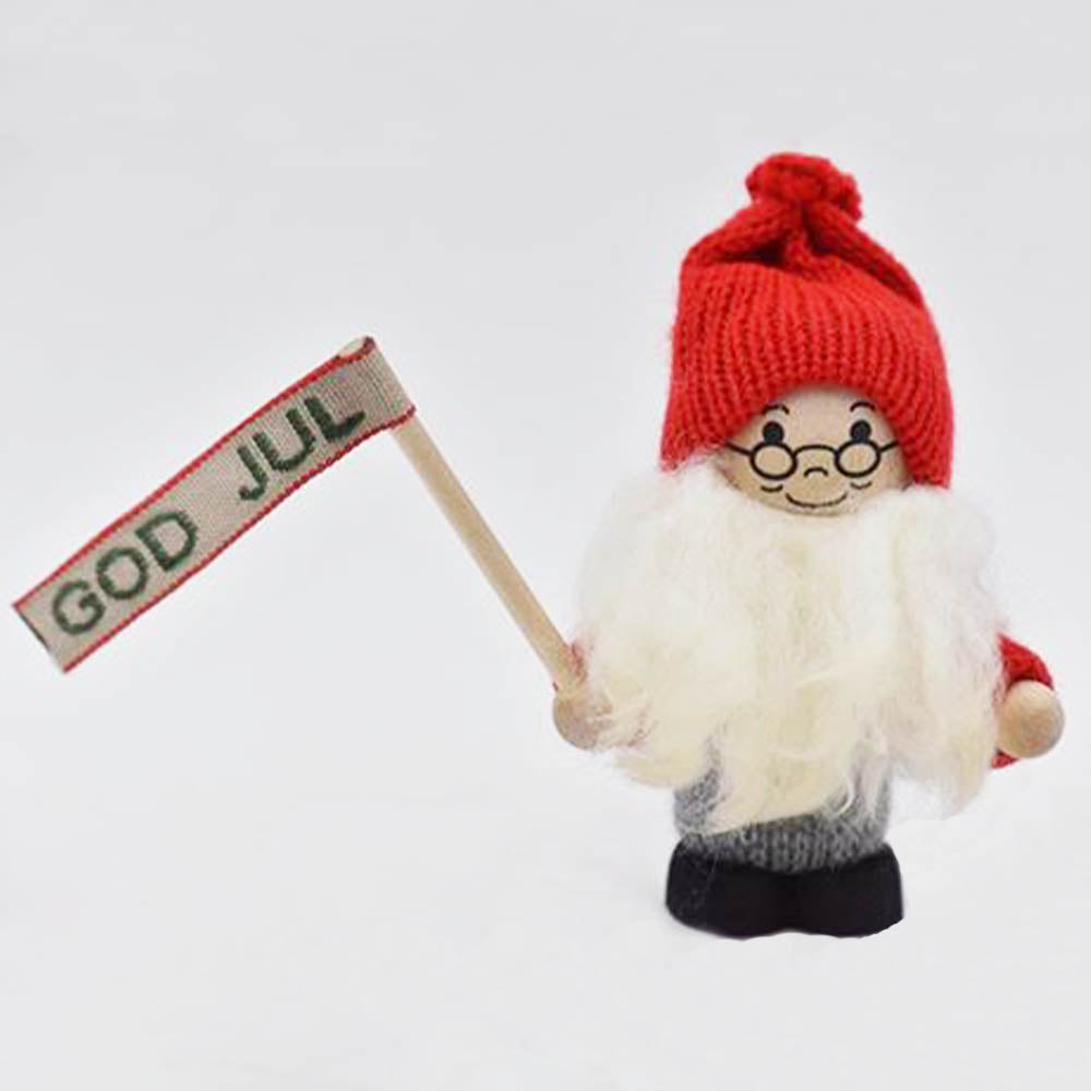 Mini Tomte with God Jul Flag