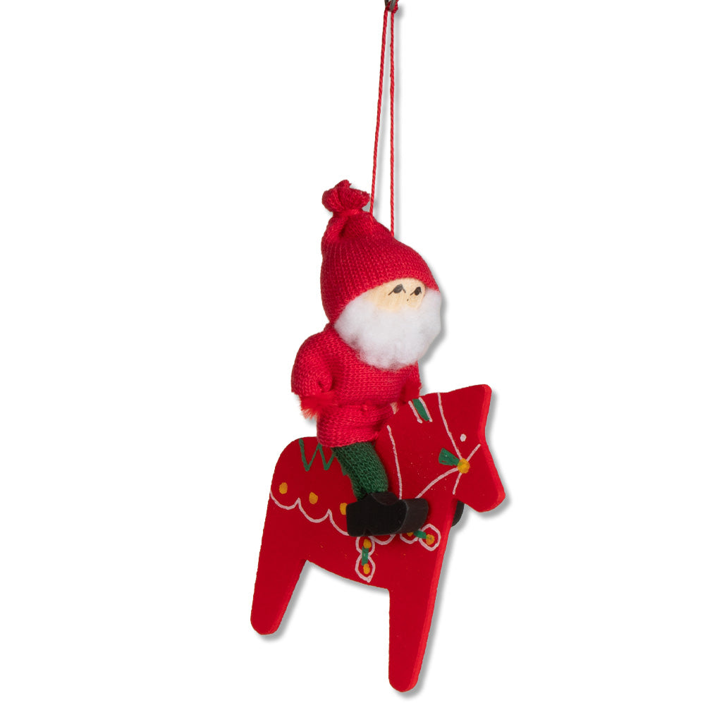 Tomte on Dala Horse Ornament