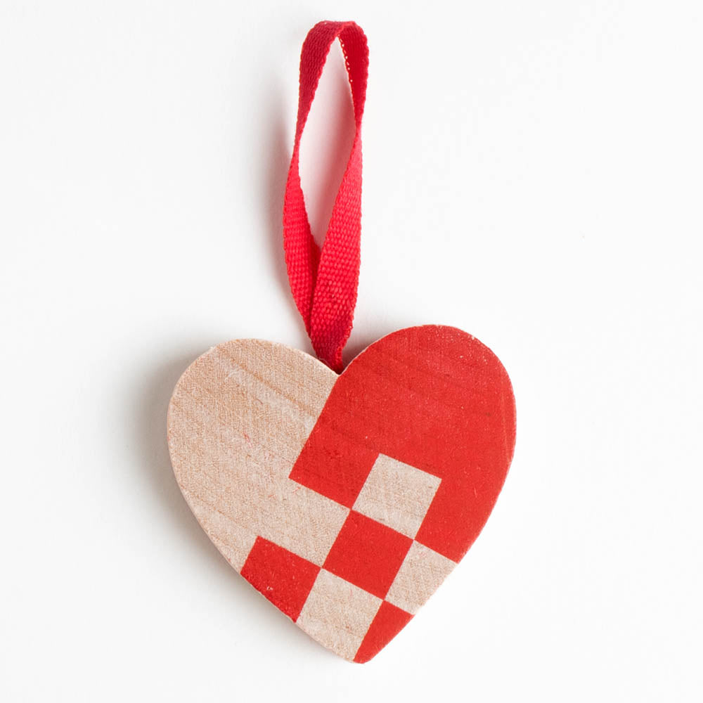 Woven Wood Heart Ornament