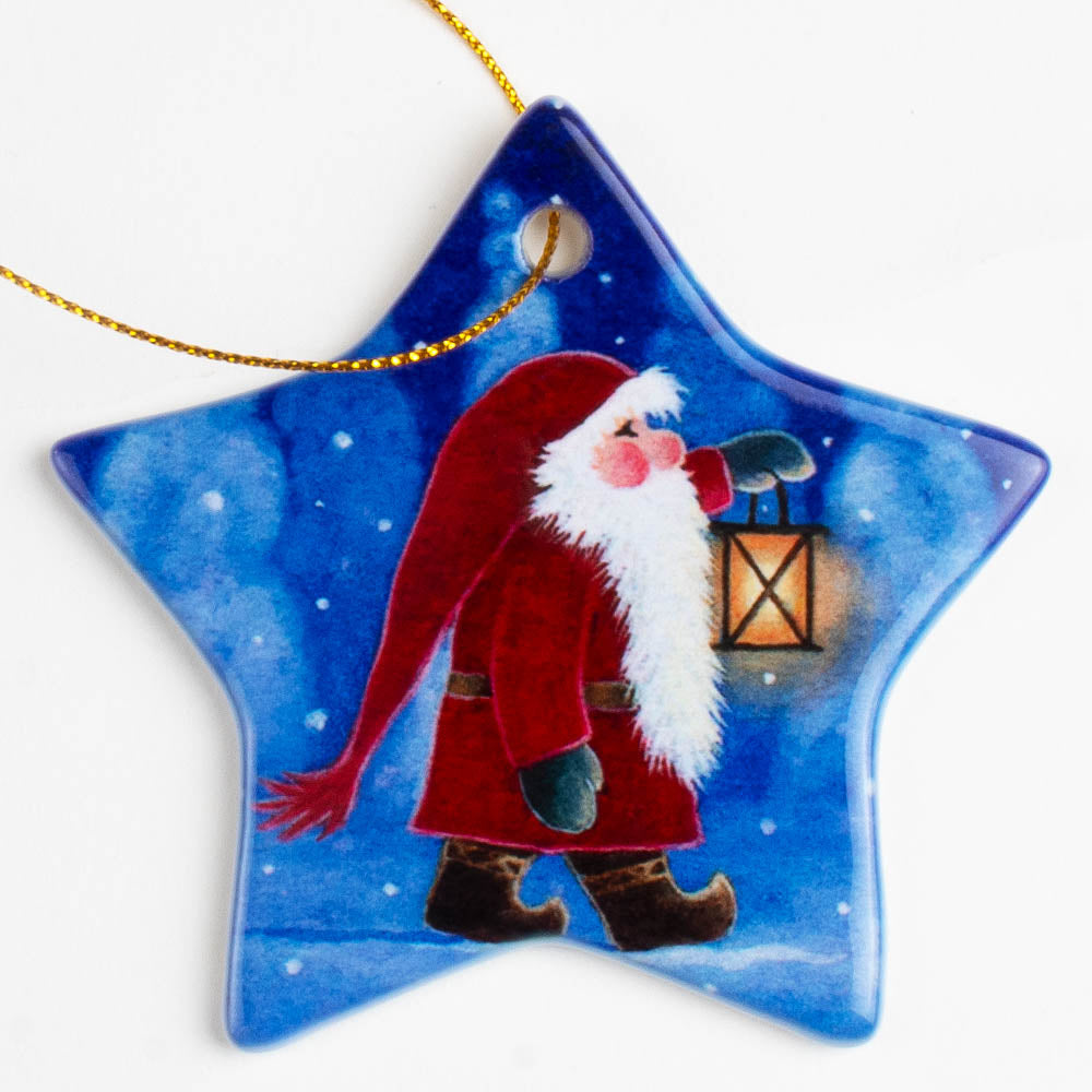 Handcrafted Porcelain Ornament - Star Tomte