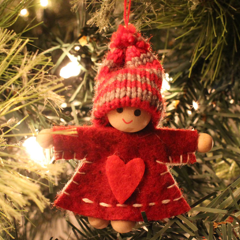 Ornament - Tomte Girls with Knit Hats, set of 4