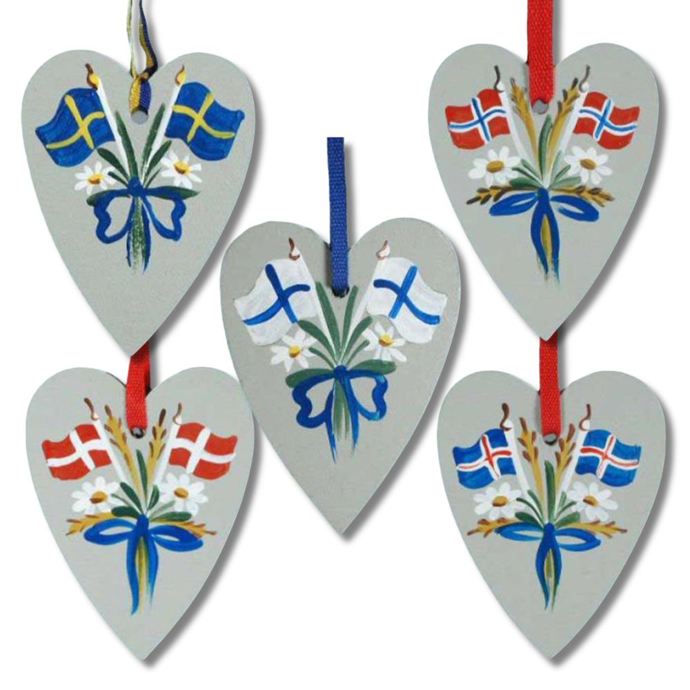 Scandinavian Flag Heart Ornament