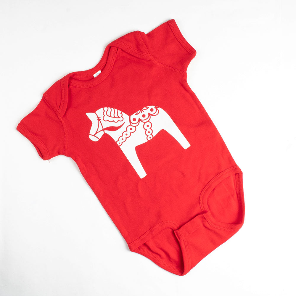 Swedish Dala Horse Baby Bodysuit