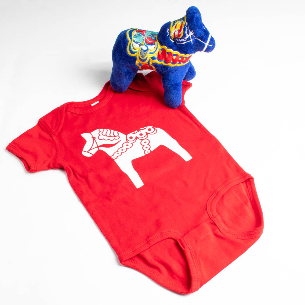 Swedish Dala Horse Baby Bodysuit