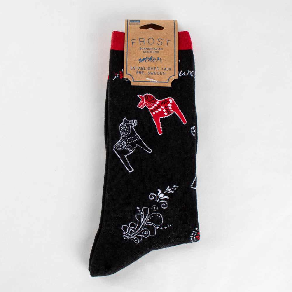 Black Sock with Dala Horses and Kurbits