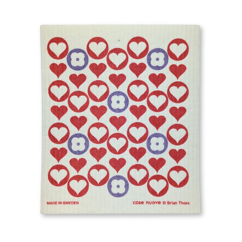 Swedish Dishcloth - Hearts & Flowers