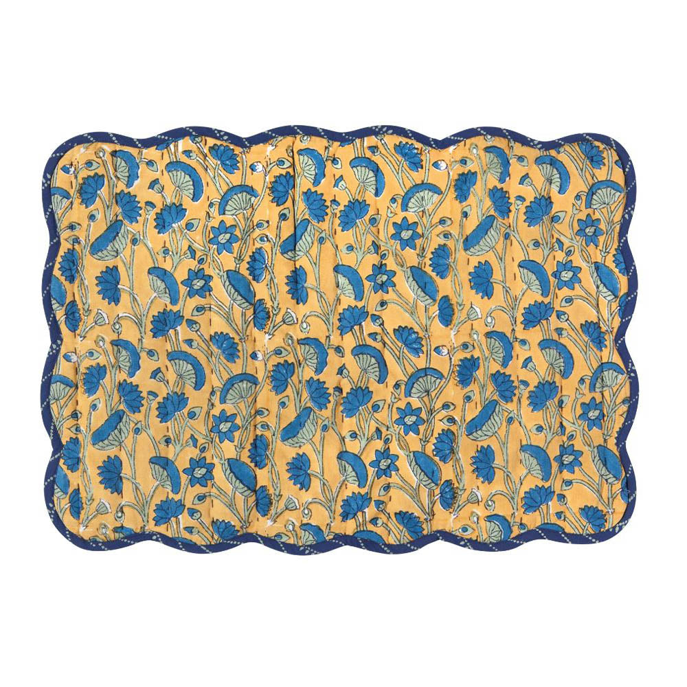 Cloth Placemat - Fan Flower Block Print