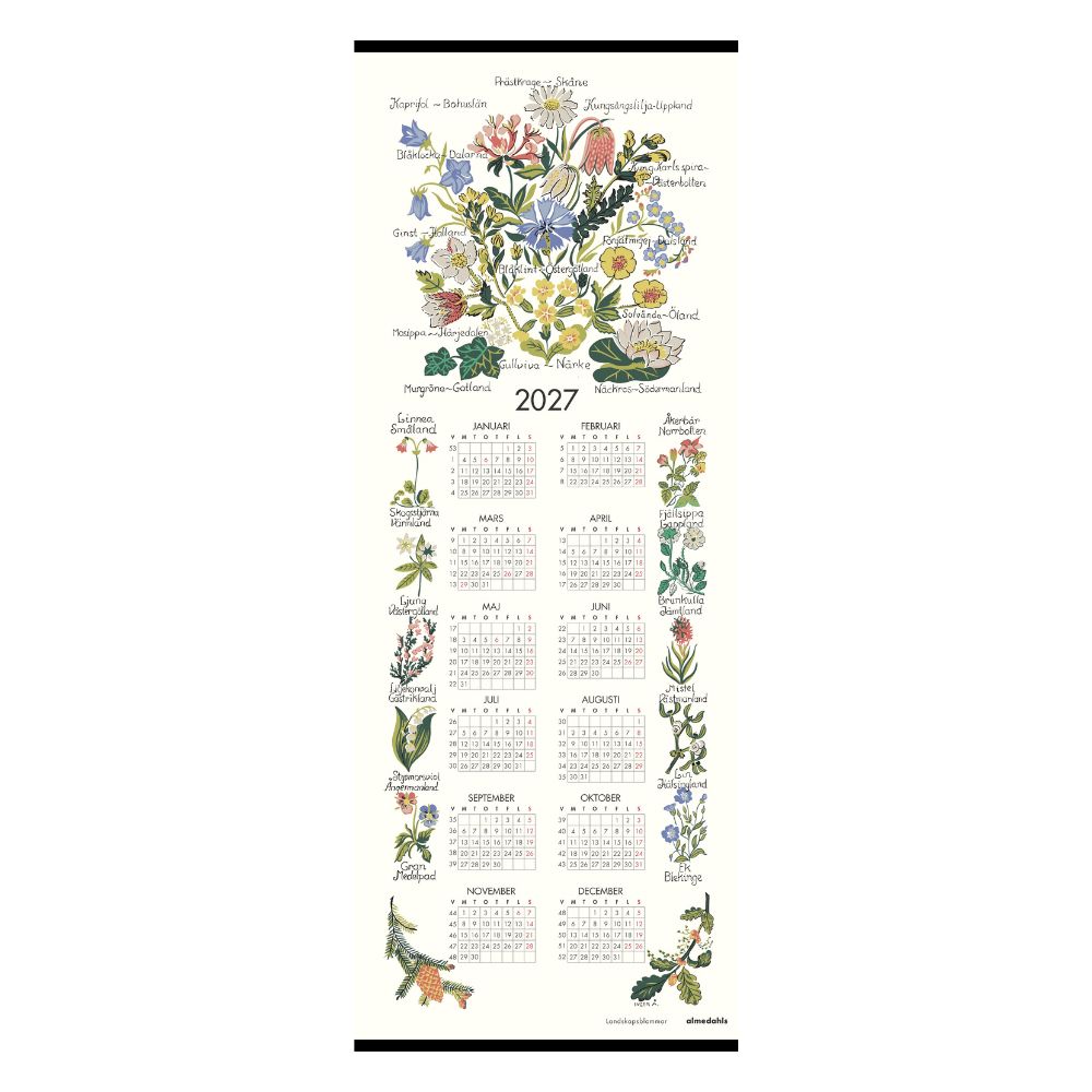 2027 Swedish Flowers Cloth Calendar