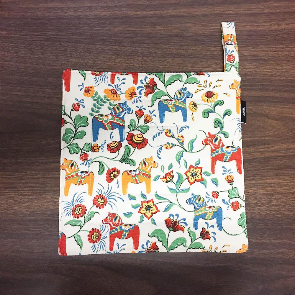 Pot Holder - Multi Dala Horses, New