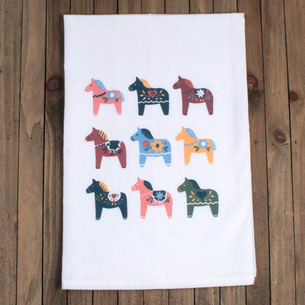 Towel - 9 Dala Horses