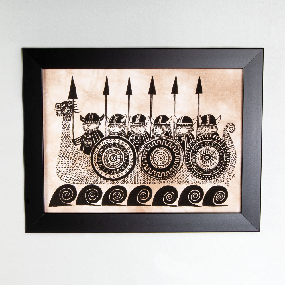 Framed Batik Print - Happy Vikings